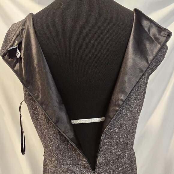 White House Black Market Gray Ruffle Dress Size 14 Lined Slit - Picture 8 of 8